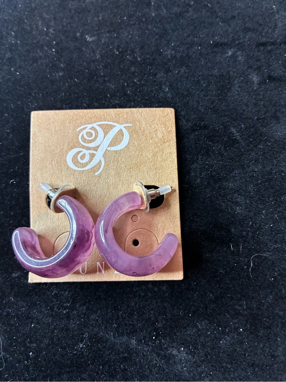 Plunder Purple Resin Hoop Earrings NWT - Picture 5 of 5